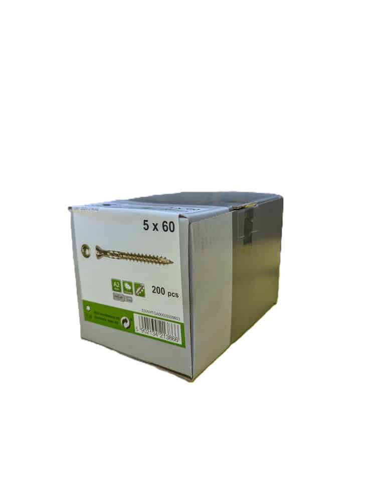 Boîte de 200 vis à bois 5x60 mm en inox